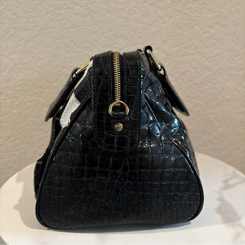 MCM Black and White Checker Satchel